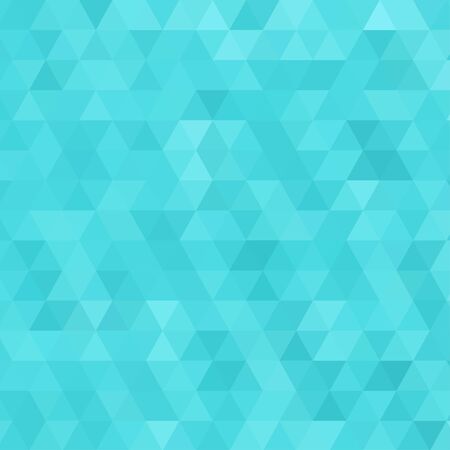 Abstract aqua blue geometric background formed with triangles in rows, square format.