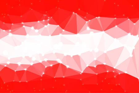 Red abstract geometric background consisting of colored triangles with lights in corners.のイラスト素材
