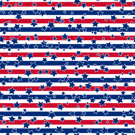 American patriotic stars and stripes seamless pattern in bright red, blue and white.のイラスト素材