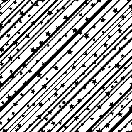 American patriotic stars and stripes seamless pattern in black and white.のイラスト素材