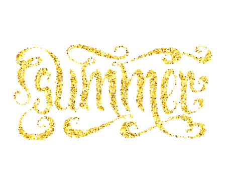 Vector gold glitter word Summer isolated over white background.のイラスト素材