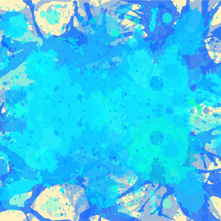 Vibrant bright blue watercolor artistic splashes background, square format.のイラスト素材