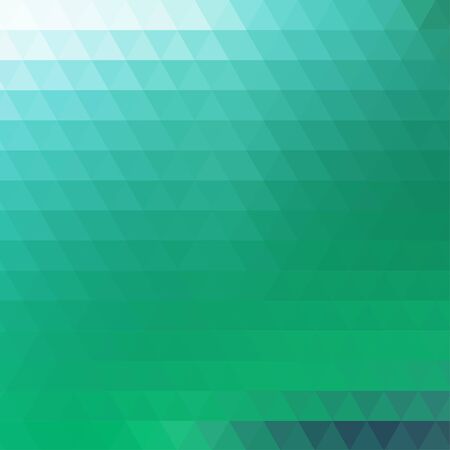 Abstract green geometric background formed with triangles in rows, square format.