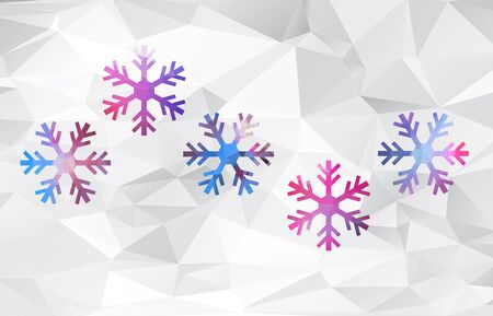 Colored abstract geometric snowflakes over triangular background.のイラスト素材