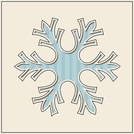 Paper cut outlined snowflake over beige background.のイラスト素材