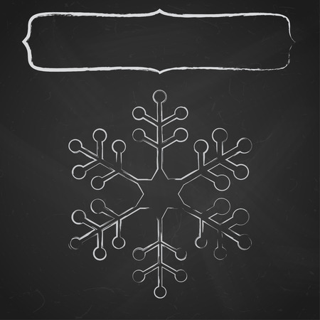 Black chalkboard with a frame with snowflake for your Christmas text.のイラスト素材