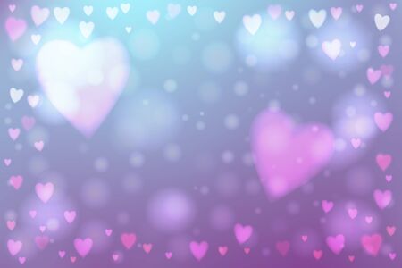 Abstract smooth blur pink background with heart-shaped lights over it.のイラスト素材