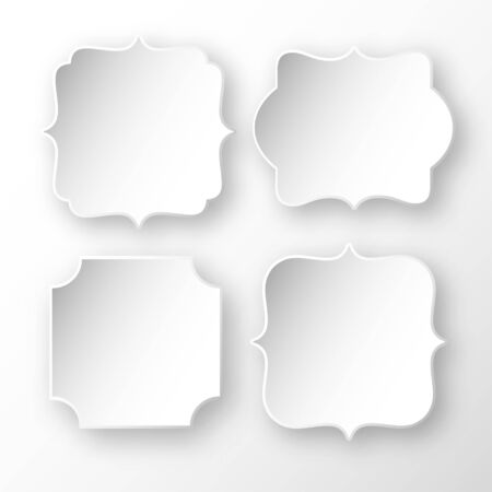 Set of vintage 3d paper frames with shadows.のイラスト素材