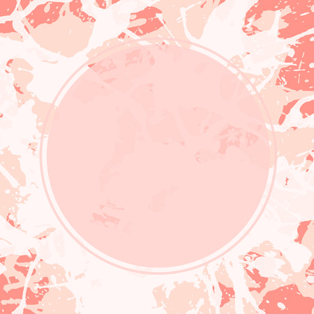 Template with semi-transparent pink circle over pastel colored artistic paint splashes, ready for your text.のイラスト素材