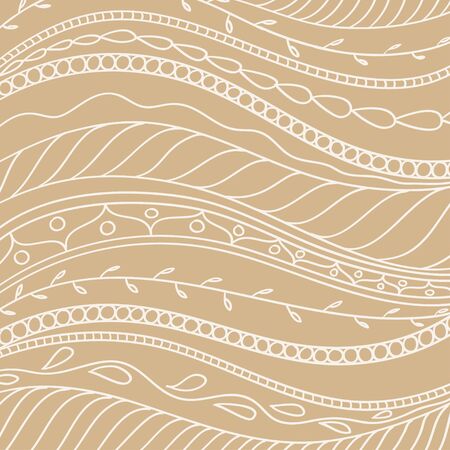 Ornate hand drawn lacy waves background in vintage colors.のイラスト素材