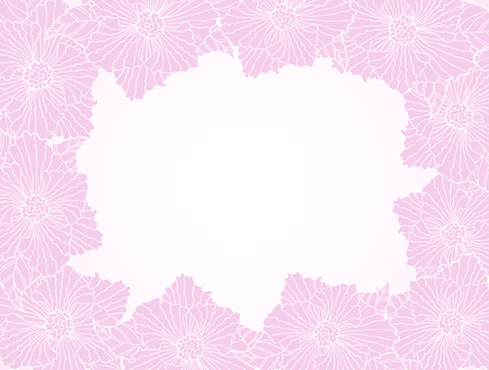 Frame formed with pink flower heads with leaves.のイラスト素材