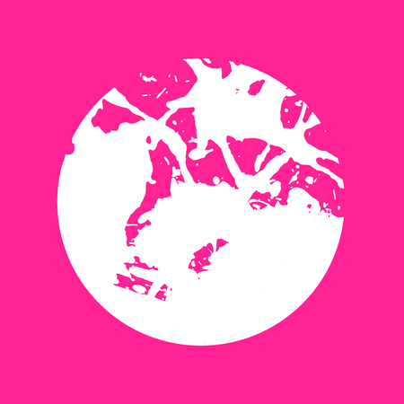 White artistic paint splashes in a circle over hot pink background.のイラスト素材