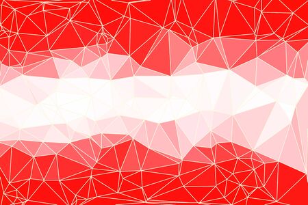 Red abstract geometric background consisting of colored triangles and light mesh.のイラスト素材