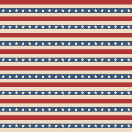 American patriotic stars and stripes seamless pattern in vintage colors.のイラスト素材