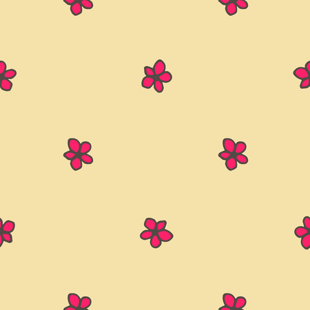 Sweet flowers vector seamless pattern over beige background.のイラスト素材