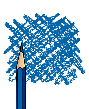 Pencil hand drawn vector doodle illustration blank blue frame. Education stationery background isolated over white.のイラスト素材