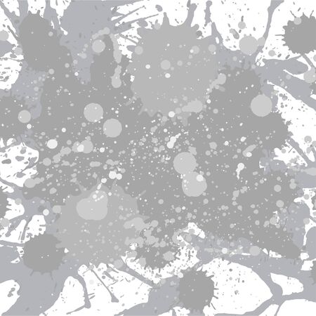 Abstract artistic paint splashes and blots in grey over white. Vector texture background. Square format.のイラスト素材