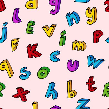 3d cartoon hand drawn letters pattern.のイラスト素材