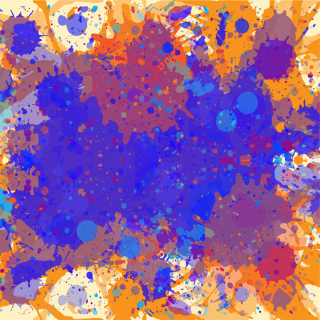 Vibrant bright watercolor paint artistic dark blue and orange splashes background.のイラスト素材