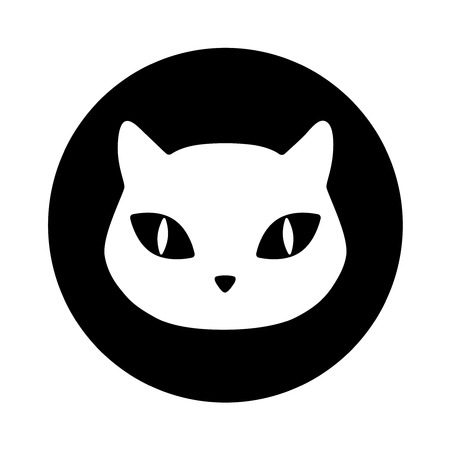 Cat pet mascot silhouette icon, vector illustration in black isolated over white.のイラスト素材