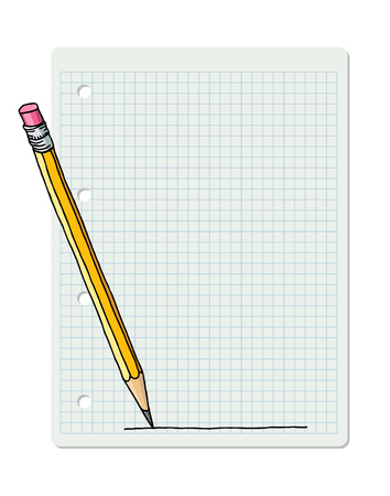 Stationery hand drawn vector doodle illustration blank frame. Graphite pencil border over squared notebook sheet.のイラスト素材