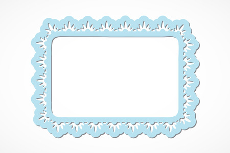 One blue ornate rectangle frame isolated over white background. Vector illustration.のイラスト素材