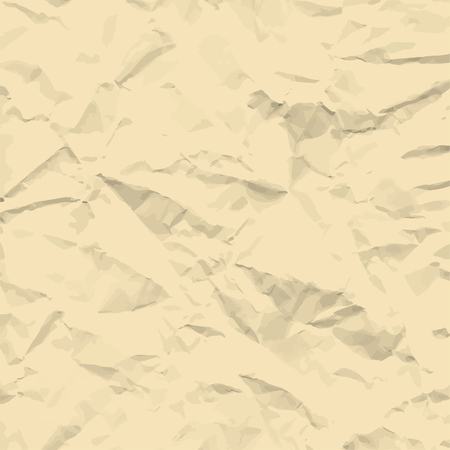 Sheet of vintage brown crumpled paper background texture. Vector illustration backdrop, square format.のイラスト素材
