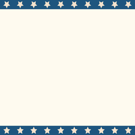 American patriotic white simple background. United States blank frame with space for text. Independence day design template. Stars over blue stripes backdrop.のイラスト素材