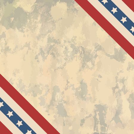 American flag patriotic vintage background. United States blank frame with space for text. Independence day design template. Stars and stripes backdrop.のイラスト素材