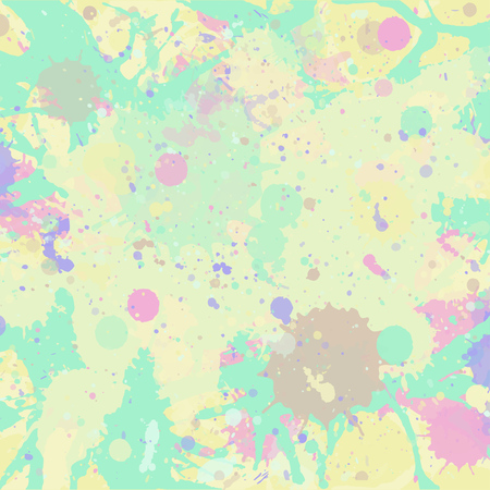 Neutral pastel yellow and green watercolor paint artistic splashes background. Vector illustration, square format.のイラスト素材
