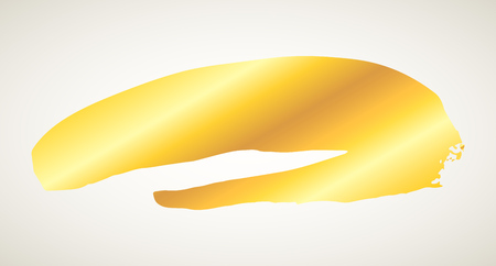 Artistic grunge golden brush paint stroke isolated over white background. Metal shiny gold design element vector illustration.のイラスト素材