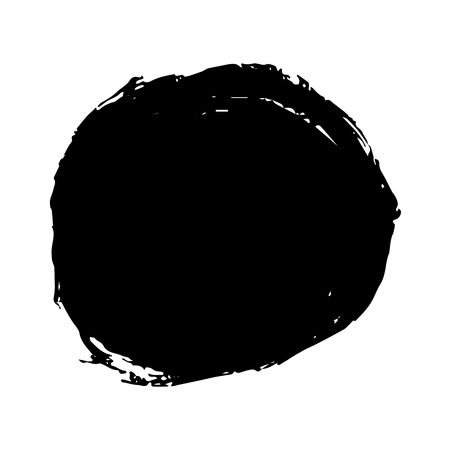 Round artistic grunge brush paint stroke in black isolated over white background. Design element vector illustration.のイラスト素材