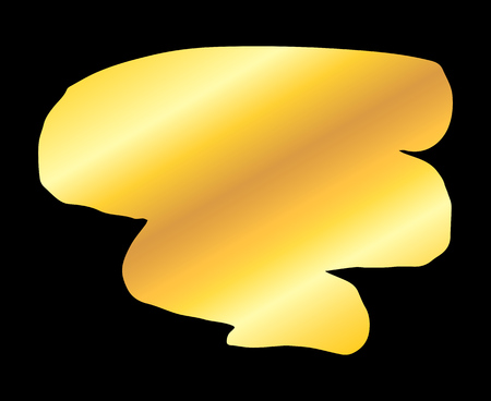 Golden artistic grunge brush paint stroke isolated over black background. Metal shiny gold design element vector illustration.のイラスト素材