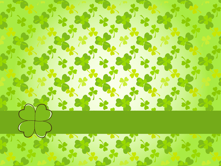 Saint Patrick's Day light green vector frame with clover shamrock leaves pattern. Irish festival celebration greeting card design background. Nature floral spring backdrop.のイラスト素材