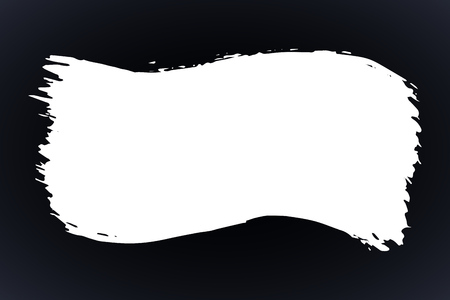 Artistic grunge brush paint stroke in white isolated over black background. Design element vector illustration.のイラスト素材