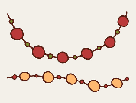 Hand drawn Christmas ornaments doodle design elements. Winter holidays greeting card items isolated over white background. Vector illustration.のイラスト素材