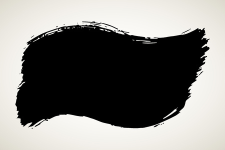 Artistic grunge brush paint stroke in black isolated over white background. Design element vector illustration.のイラスト素材