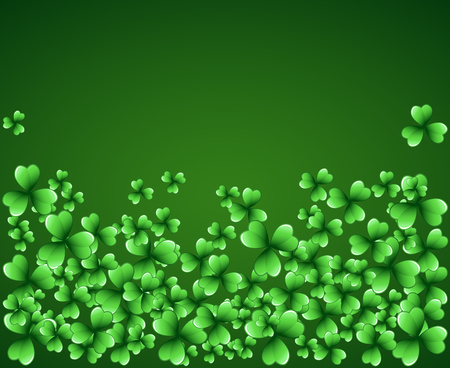 Saint Patrick's Day vector frame with green clover shamrock leaves. Irish festival celebration greeting card design background. Nature floral spring backdrop.のイラスト素材