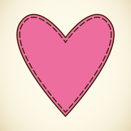 Dashed heart frame in pink and beige. Valentine's day background. Romantic vector illustration.のイラスト素材