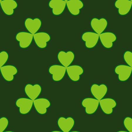 Rich green clover leaves vector seamless pattern. Nature spring background. Irish traditional St. Patrick's day design element.のイラスト素材