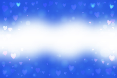 Abstract smooth blur blue background with small heart-shaped lights over it. Romantic vector illustration.のイラスト素材