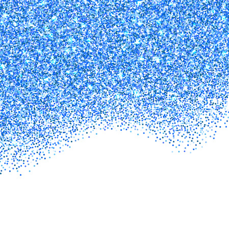 Blue glitter texture wave border over white background. Abstract sparkles of confetti. Bright celebration vector illustration.のイラスト素材