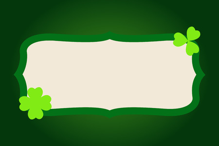 Saint Patrick's Day green vintage vector frame with clover shamrock leaves. Irish festival celebration greeting card design background.のイラスト素材