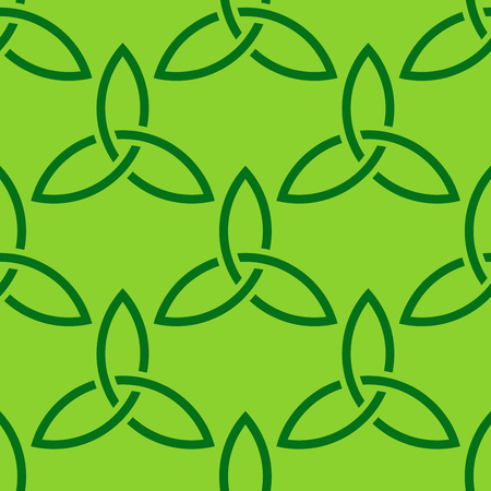 Traditional bright green celtic style braided knot seamless pattern. Irish St. Patrick's day vector backround illustration.のイラスト素材