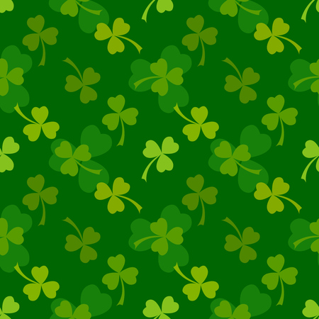Rich green clover leaves vector seamless pattern. Nature spring background. Irish traditional St. Patrick's day design element.のイラスト素材