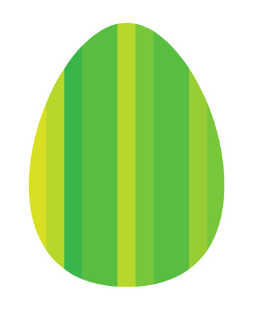 Happy Easter greeting card. Green striped pattern egg vector illustration isolated over white.のイラスト素材