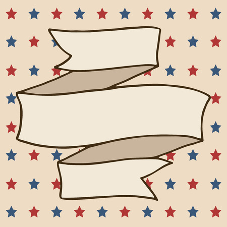 American patriotic background. United States blank ribbon banner frame with space for text. Independence day square design template. Stars backdrop.のイラスト素材