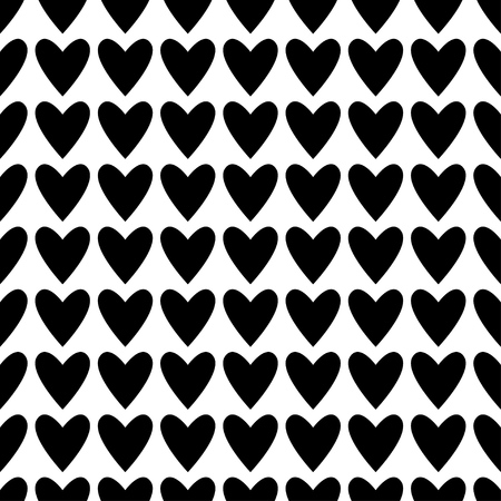 Seamless hearts pattern in black and white. Valentine's day tile background. Romantic vector pattern.のイラスト素材