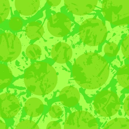 Green paint splatter seamless pattern, abstract multicolor vector background. Colorful design wallpaper for textile, fabric, wrapping paper.のイラスト素材