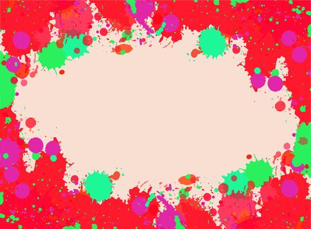 Vibrant bright red and green watercolor artistic splashes frame with room for text. Vector background.のイラスト素材